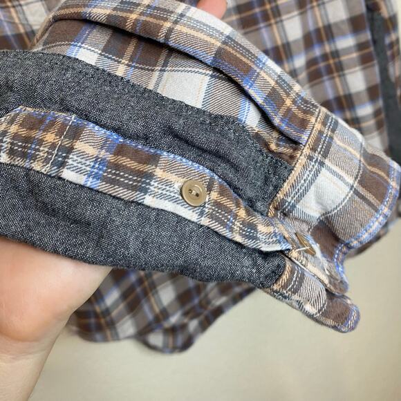 Gray Saks Fifth Avenue Mens Cotton Plaid Button Down Size Large - Picture 3 of 8